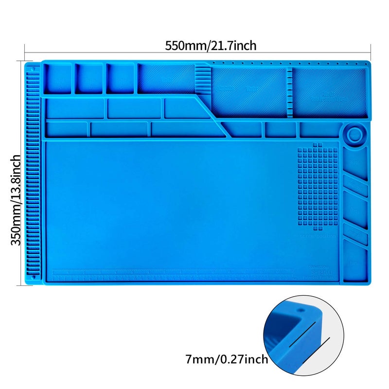 Kaisi S-180 Large Silicone Soldering Mat Magnetic Repair Work Mat, Heat Resistant Insulation Large Platform Station Pad for Soldering, Electronics, Computer Repair, Size 21.6 x 13.8 inch - Image 2
